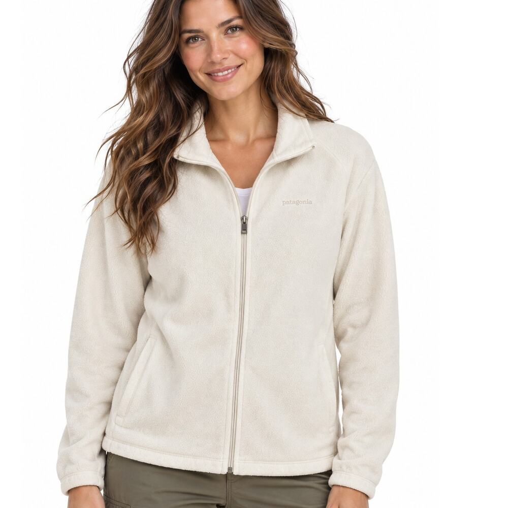 Patagonia Synchilla Full Zip Jacket Womens XL Cream Fleece Lightweight Gorpcore